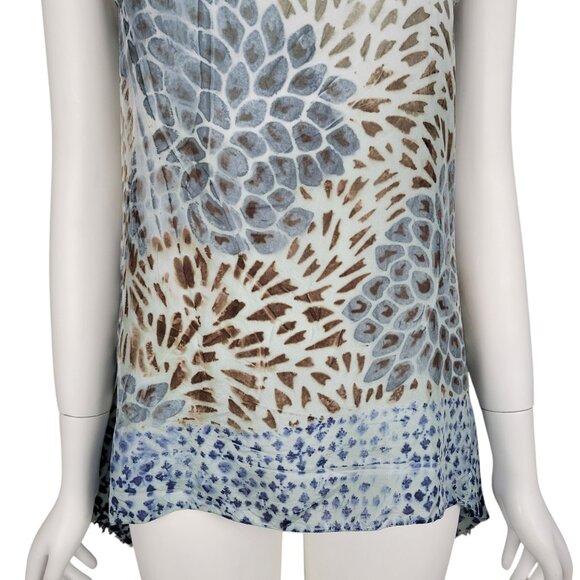 MARIKA CHARLES MA+CH Women Silk Top Abstract Print Sheer Flowy Sleeveless *READ* - Picture 3 of 8